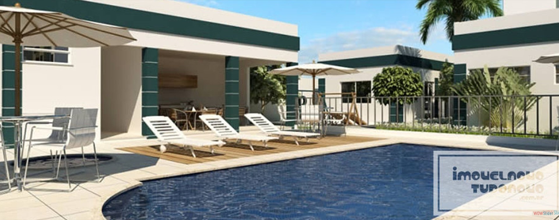 Piscina adulto e infantil com deck