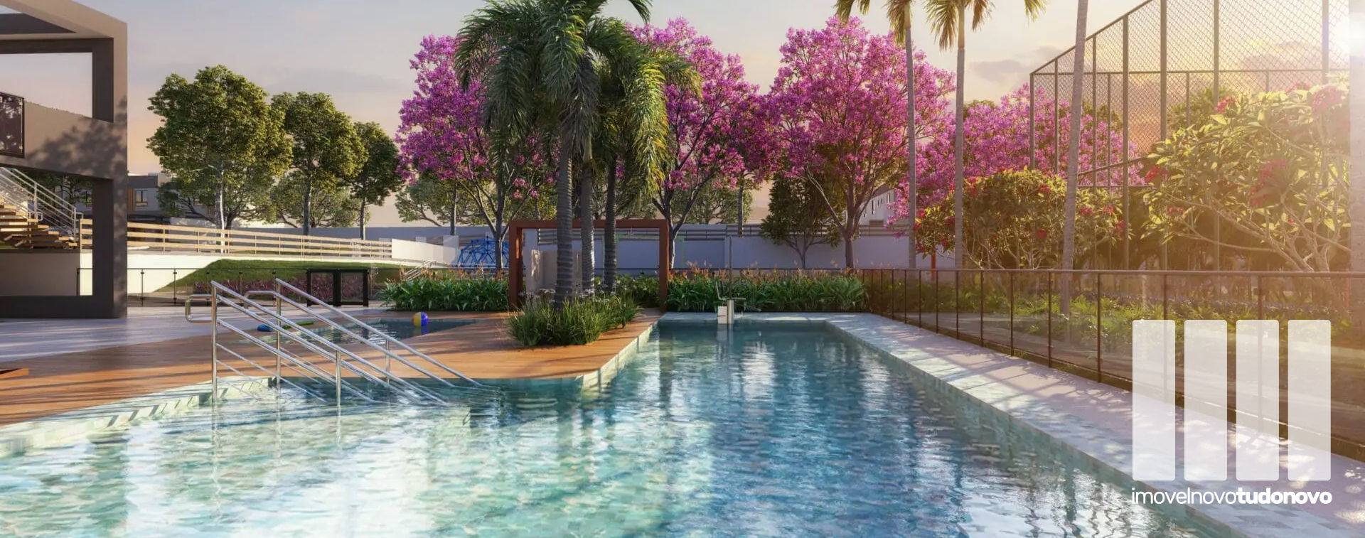 Piscina adulto com deck molhado