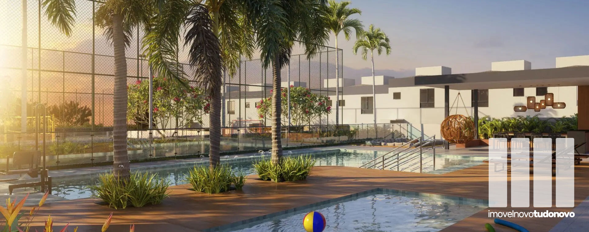 Piscina infantil com deck molhado