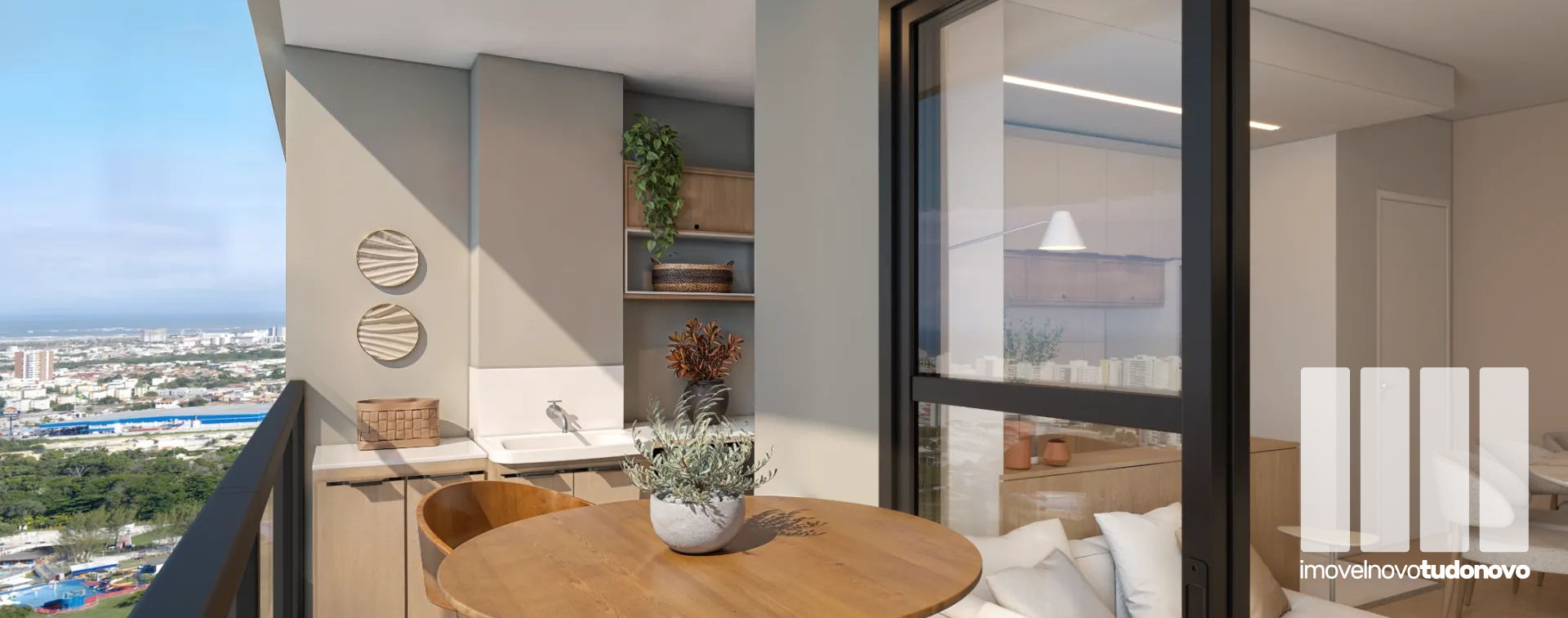 Varanda com guarda corpo de vidro